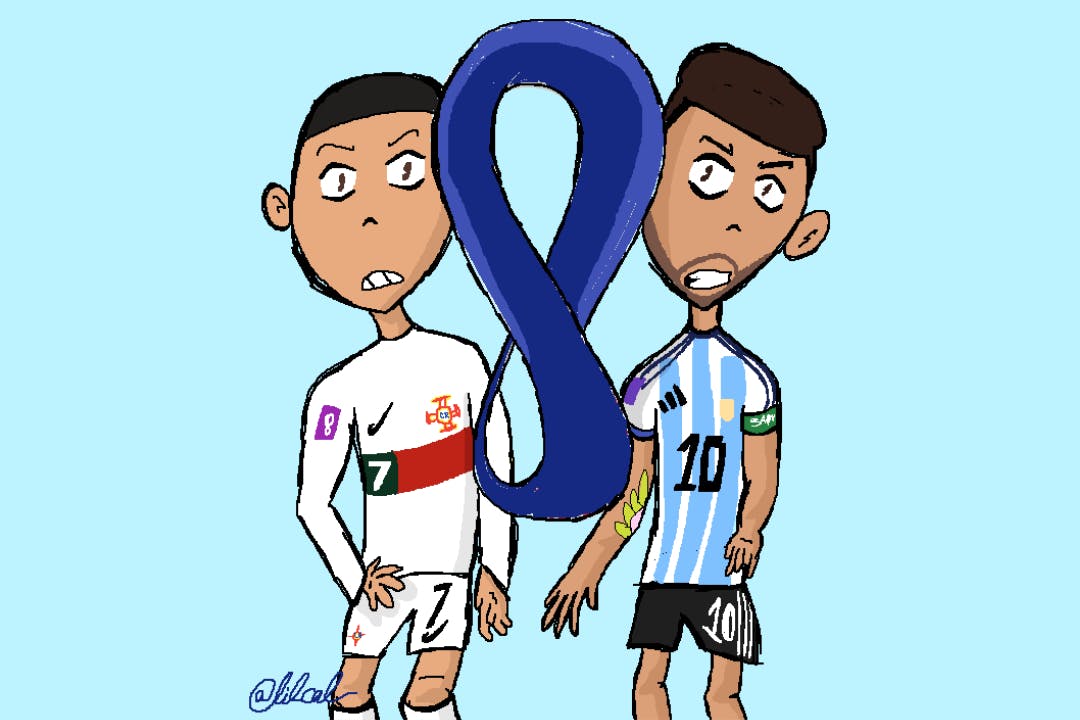 Illustration of Cristiano Ronaldo and Lionel Messi.
